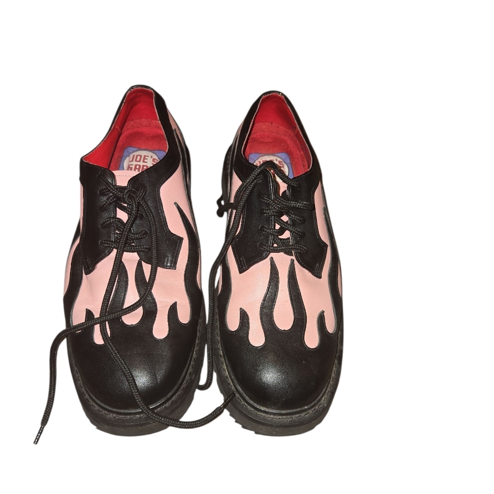 Joe's Garb George Esquivel black and pink flame greaser shoes. - Picture 2 of 4